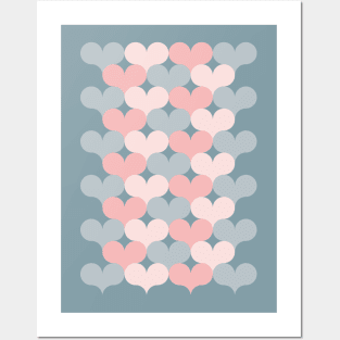 Heart pattern. Pink and gray Posters and Art